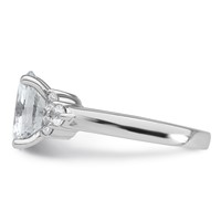 14K White Gold 3 Carat Certified Lab Grown Diamond VS SI+ G+ Oval Complete Three Stone Engagement Ring view 3