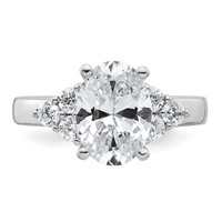 14K White Gold 3 Carat Certified Lab Grown Diamond VS SI+ G+ Oval Complete Three Stone Engagement Ring view 4