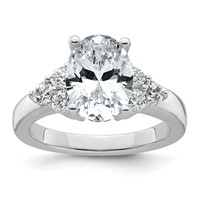 14K White Gold 3 Carat Certified Lab Grown Diamond VS SI+ G+ Oval Complete Three Stone Engagement Ring view 1