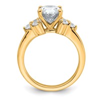 14K Yellow Gold 3 Carat Certified Lab Grown Diamond VS SI+ G+ Oval Complete Three Stone Engagement Ring view 2