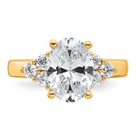 14K Yellow Gold 3 Carat Certified Lab Grown Diamond VS SI+ G+ Oval Complete Three Stone Engagement Ring view 4