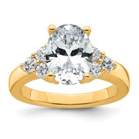 14K Yellow Gold 3 Carat Certified Lab Grown Diamond VS SI+ G+ Oval Complete Three Stone Engagement Ring view 1