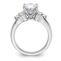14K White Gold 0.50 Carat Lab Grown Diamond VS SI+ G+ Round 2.50 Carat Oval Center Semi Mount Engagement Ring view 2