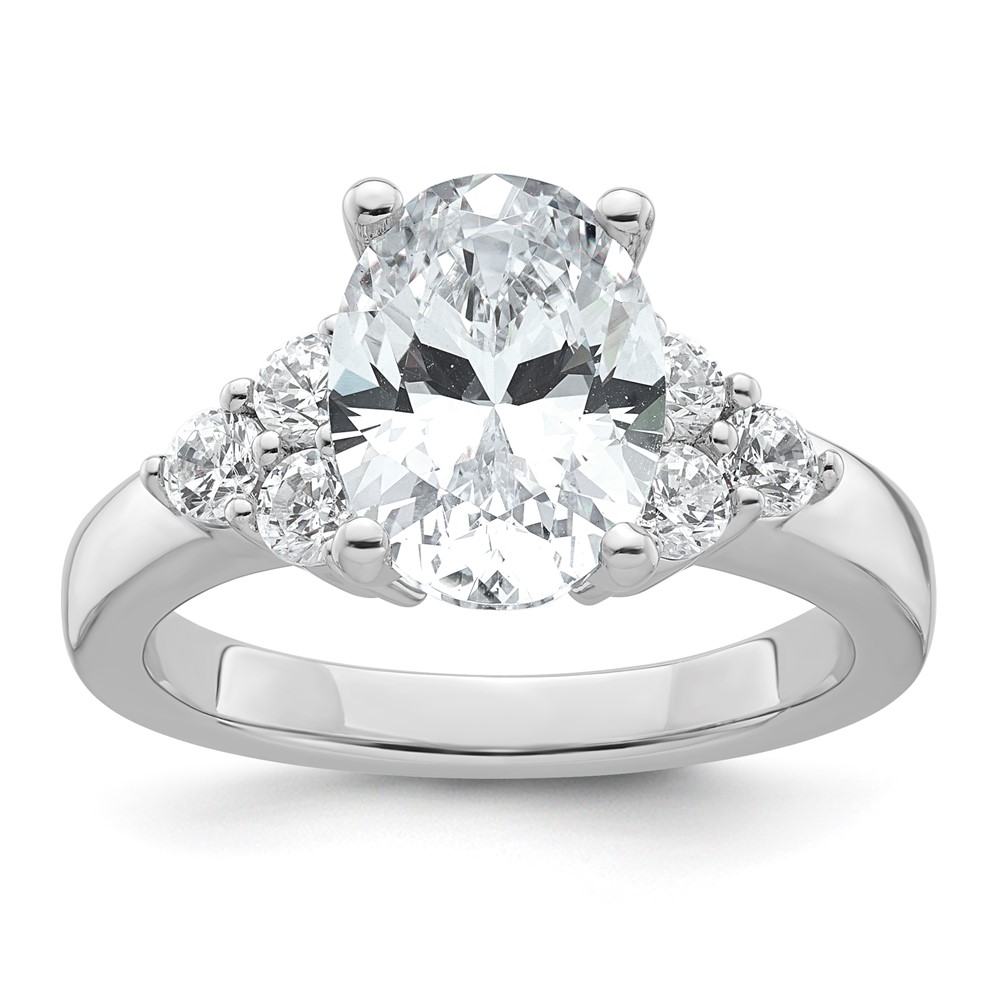 14K White Gold 0.50 Carat Lab Grown Diamond VS SI+ G+ Round 2.50 Carat Oval Center Semi Mount Engagement Ring