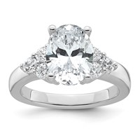 14K White Gold 0.50 Carat Lab Grown Diamond VS SI+ G+ Round 2.50 Carat Oval Center Semi Mount Engagement Ring view 1
