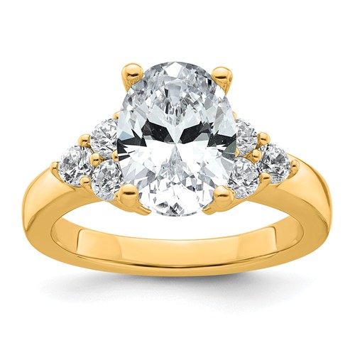 14K Yellow Gold 0.50 Carat Lab Grown Diamond VS SI+ G+ Round 2.50 Carat Oval Center Semi Mount Engagement Ring