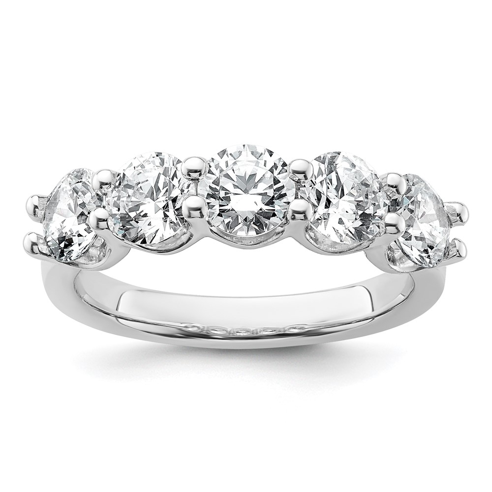 14K White Gold 2 Carat Lab Grown Diamond VS+ F+ Complete Five Stone Fashion Band