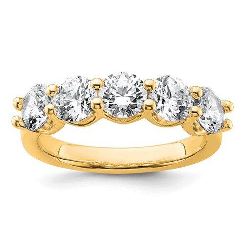 14K Yellow Gold 2 Carat Lab Grown Diamond VS+ F+ Complete Five Stone Fashion Band