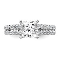 14K White Gold 0.50 Carat Lab Grown Diamond VS SI+ G+ 1.50 Carat Princess Center Semi Mount Engagement Ring view 4