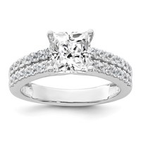 14K White Gold 0.50 Carat Lab Grown Diamond VS SI+ G+ 1.50 Carat Princess Center Semi Mount Engagement Ring view 1