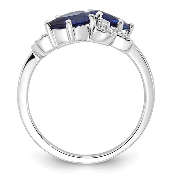 10kw Created Sapphire and Diamond Ring