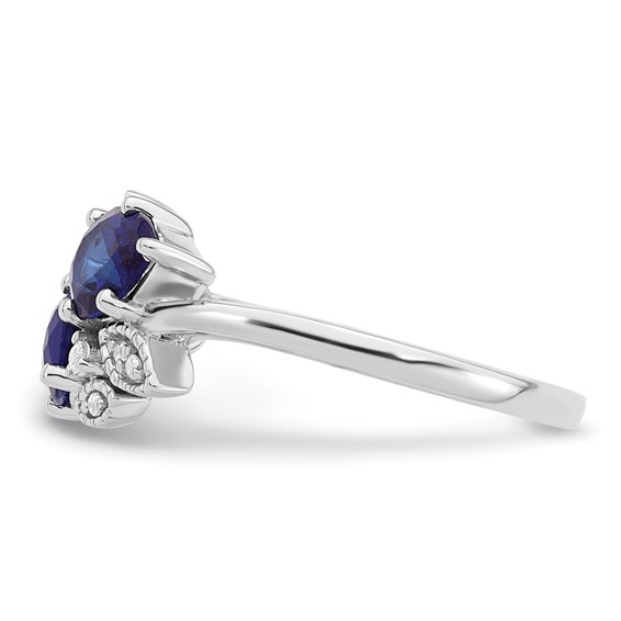 10kw Created Sapphire and Diamond Ring