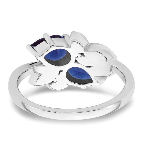 10kw Created Sapphire and Diamond Ring