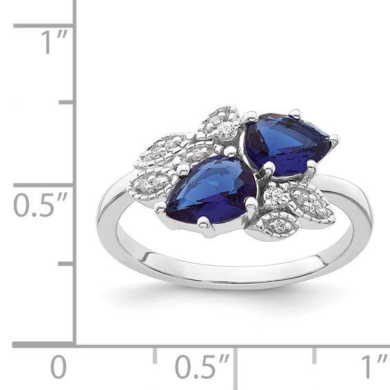 10kw Created Sapphire and Diamond Ring