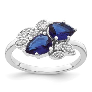 10kw Created Sapphire and Diamond Ring