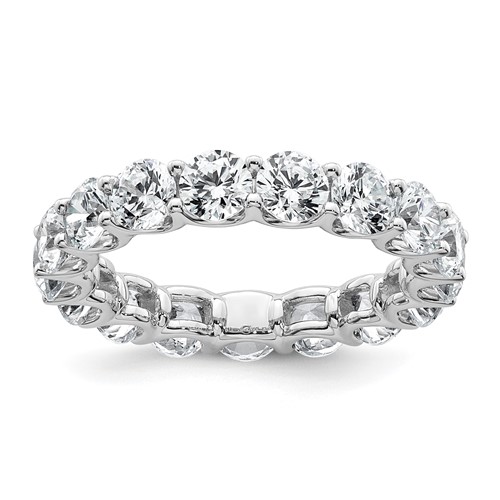 14K White Gold 3.88 Carat Lab Grown Diamond VS+ F+ Round Complete Prong Set Eternity Band, Size 7