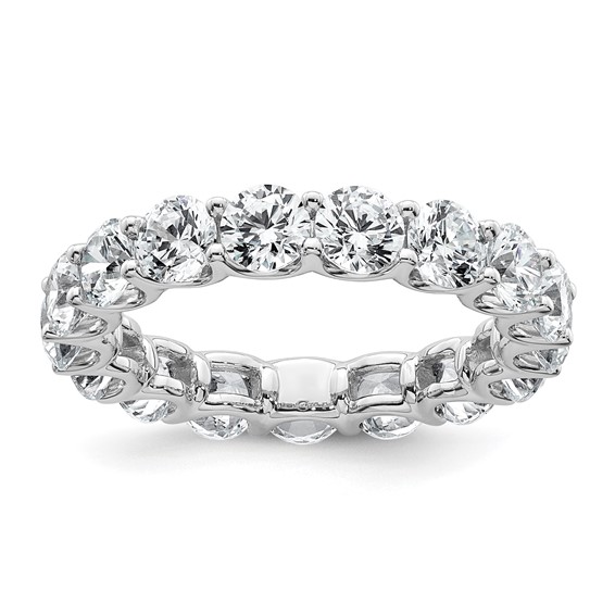 14k White Gold 3 7/8 carat Lab Grown Diamond VS+ F+ Round Complete Prong Set Size 7 Eternity Band