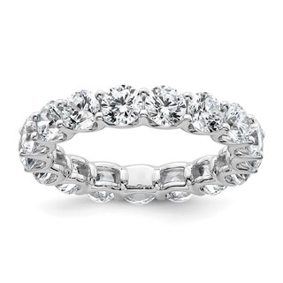 14k White Gold 3 7/8 carat Lab Grown Diamond VS+ F+ Round Complete Prong Set Size 6.5 Eternity Band