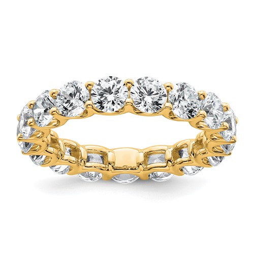 14K Yellow Gold 3.88 Carat Lab Grown Diamond VS+ F+ Round Complete Prong Set Eternity Band, Size 5.5