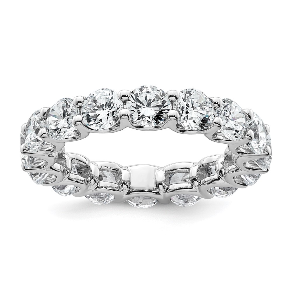 14K White Gold 4.75 Carat Lab Grown Diamond VS+ F+ Round Complete Prong Set Eternity Band