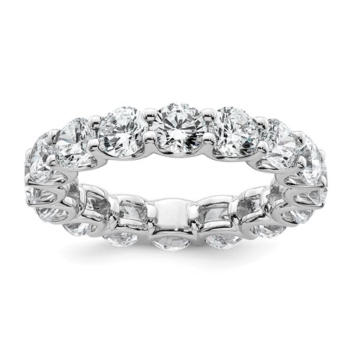 14K White Gold 4.75 Carat Lab Grown Diamond VS+ F+ Round Complete Prong Set Eternity Band, Size 7