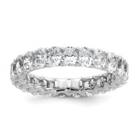 14K White Gold 3 Carat Lab Grown Diamond VS SI+ G+ Oval Complete Prong Set Eternity Band view 1