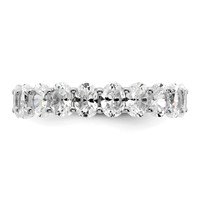 14K White Gold 4 Carat Lab Grown Diamond VS SI+ G+ Oval Complete Prong Set Eternity Band view 3
