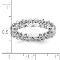 14K White Gold 4 Carat Lab Grown Diamond VS SI+ G+ Oval Complete Prong Set Eternity Band view 4