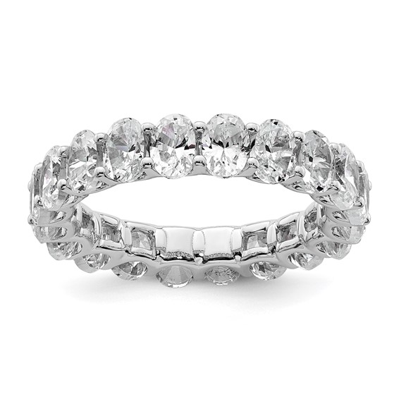 14k 4 carat Lab Grown Diamond VS/SI+ G+ Oval Complete Prong Set Size 4.5 Eternity Band
