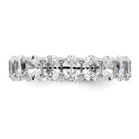 14K White Gold 5 Carat Lab Grown Diamond VS SI+ G+ Oval Complete Prong Set Eternity Band view 3