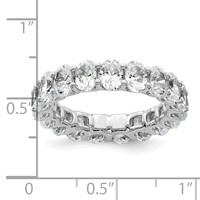 14K White Gold 5 Carat Lab Grown Diamond VS SI+ G+ Oval Complete Prong Set Eternity Band view 4