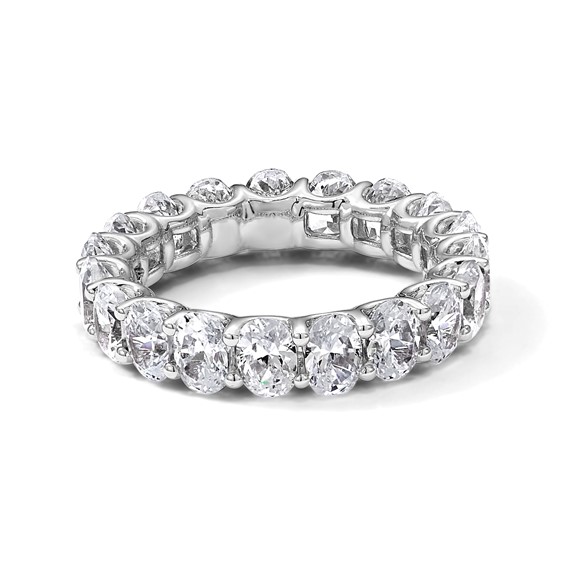 14k 5 carat Lab Grown Diamond VS/SI+ G+ Oval Complete Prong Set Size 5.5 Eternity Band