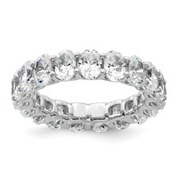 14K White Gold 5 Carat Lab Grown Diamond VS SI+ G+ Oval Complete Prong Set Eternity Band view 1