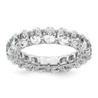 14k 5 carat Lab Grown Diamond VS/SI+ G+ Oval Complete Prong Set Size 5.5 Eternity Band