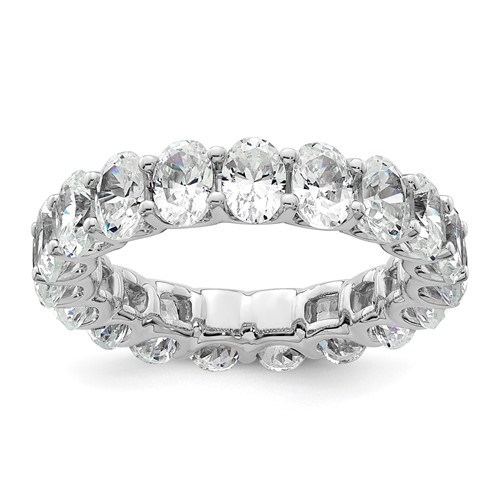 14K White Gold 5 Carat Lab Grown Diamond VS SI+ G+ Oval Complete Prong Set Eternity Band, Size 5