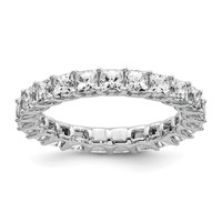 14K White Gold 3 Carat Lab Grown Diamond VS SI+ G+ Princess Complete Prong Set Eternity Band view 1