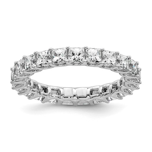 14K White Gold 3 Carat Lab Grown Diamond VS SI+ G+ Princess Complete Prong Set Eternity Band, Size 7.5