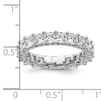 14K White Gold 4 Carat Lab Grown Diamond VS SI+ G+ Princess Complete Prong Set Eternity Band view 4