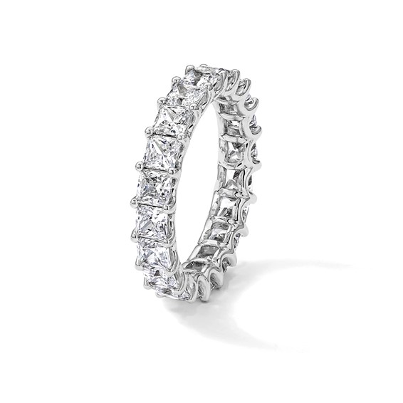 14k 4 carat Lab Grown Diamond VS/SI+ G+ Princess Complete Prong Set Size 5.5 Eternity Band