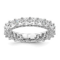 14K White Gold 4 Carat Lab Grown Diamond VS SI+ G+ Princess Complete Prong Set Eternity Band view 1