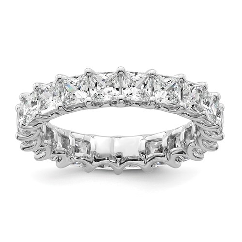 14K White Gold 4 Carat Lab Grown Diamond VS SI+ G+ Princess Complete Prong Set Eternity Band, Size 4.5