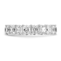 14K White Gold 5 Carat Lab Grown Diamond VS SI+ G+ Princess Complete Prong Set Eternity Band view 3