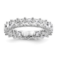 14K White Gold 5 Carat Lab Grown Diamond VS SI+ G+ Princess Complete Prong Set Eternity Band view 1