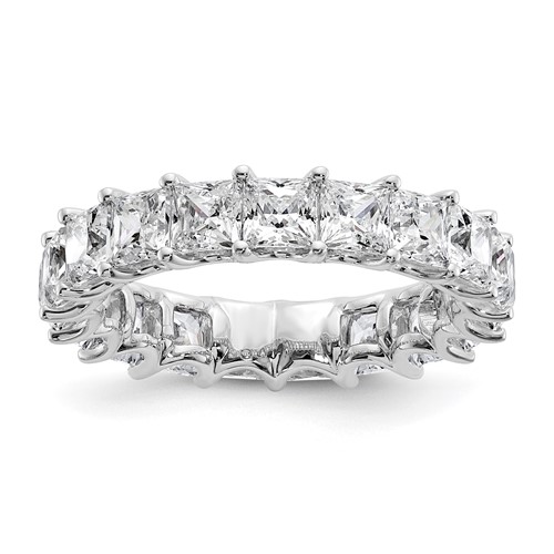 14K White Gold 5 Carat Lab Grown Diamond VS SI+ G+ Princess Complete Prong Set Eternity Band, Size 5