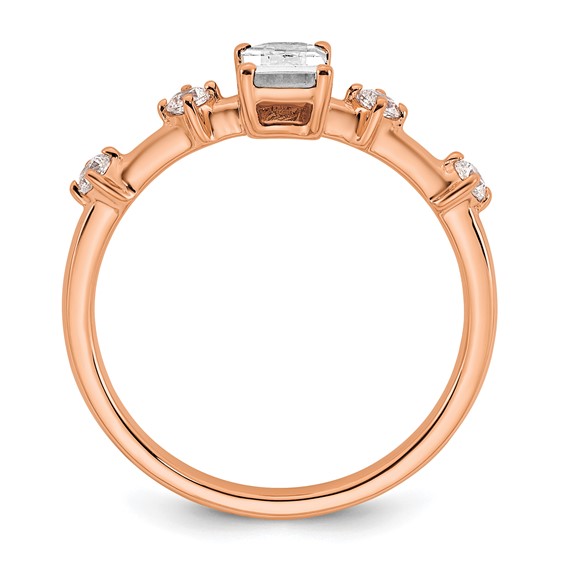 14k Rose Gold Semi-mount Diamond Emerald Center Engagement Ring