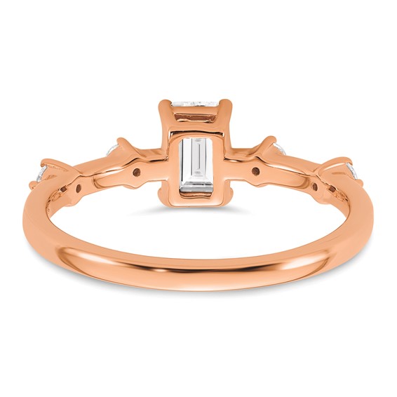 14k Rose Gold Semi-mount Diamond Emerald Center Engagement Ring