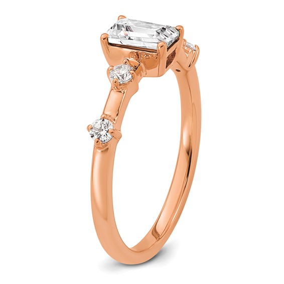 14k Rose Gold Semi-mount Diamond Emerald Center Engagement Ring