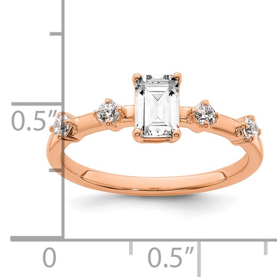 14k Rose Gold Semi-mount Diamond Emerald Center Engagement Ring