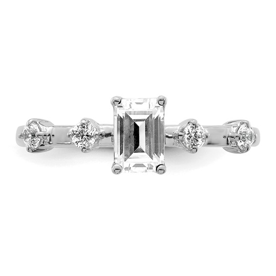 14k White Gold Semi-mount Diamond Emerald Center Engagement Ring