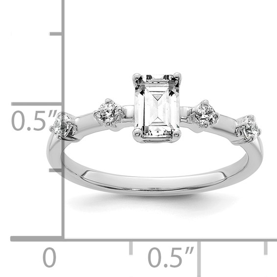 14k White Gold Semi-mount Diamond Emerald Center Engagement Ring